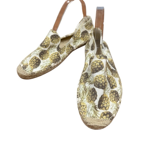 Soludos Pineapple Print Espadrille Flats with fabric upper woven heel 10 - Picture 6 of 11